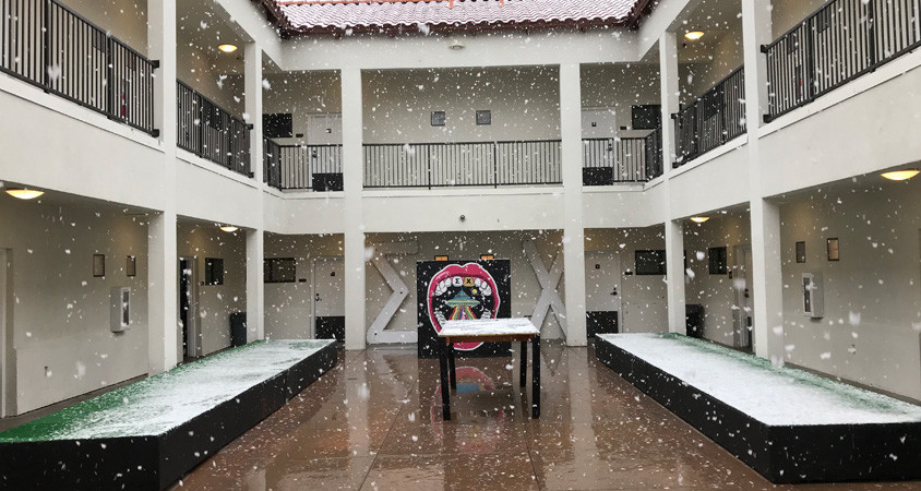 Snow In Courtyard